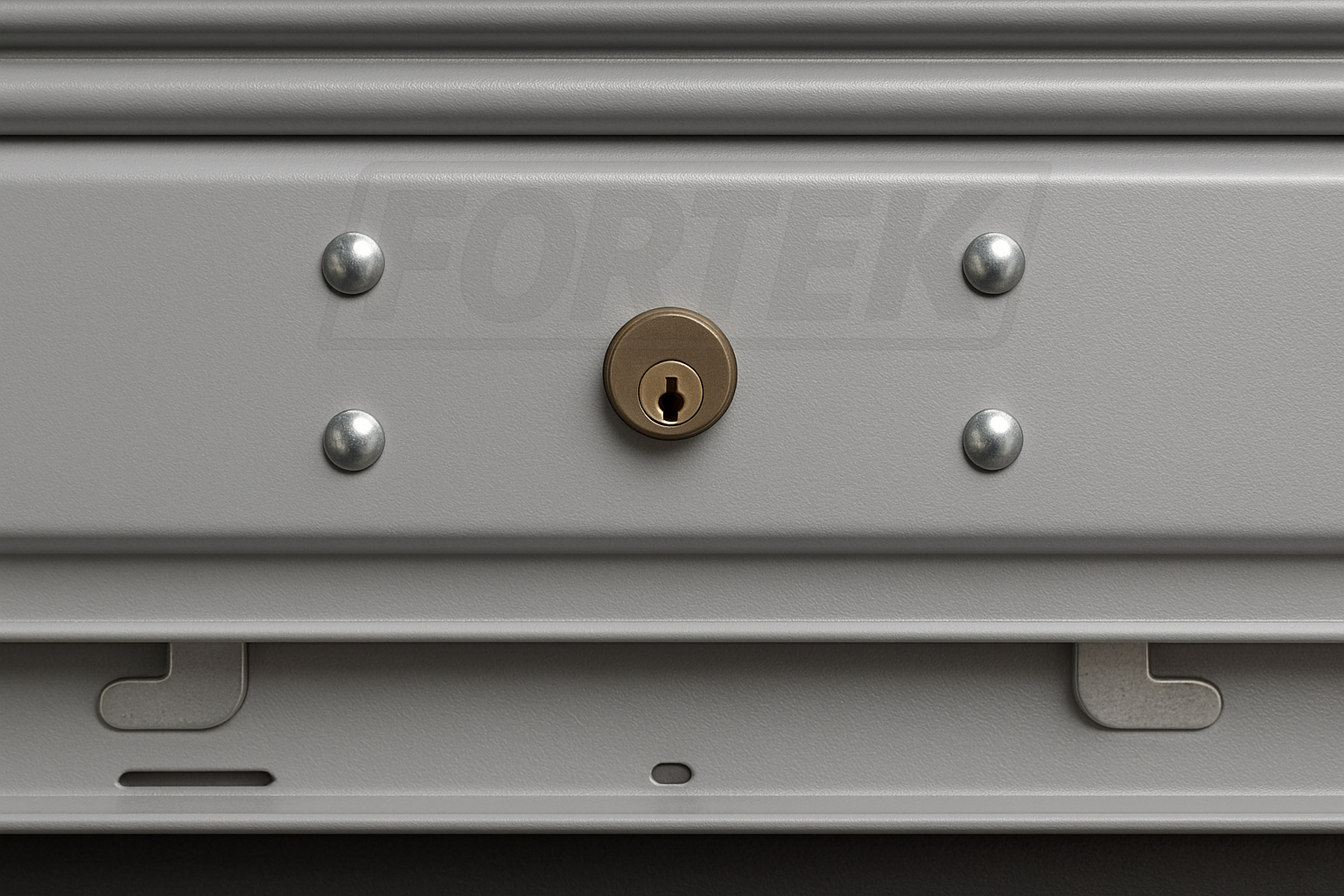 Serrure de rideau métallique avec cylindre central sécurisant un commerce