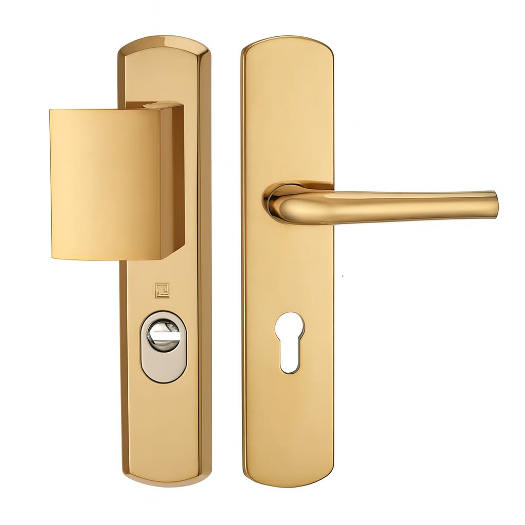 Poignée blindée HERACLES Salomé finition Laiton poli PVD – Sécurité renforcée pour porte blindée